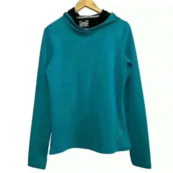 Under Armour Cold Gear Fitted Women's Large Lightweight Pullover Hoodie Blue - Picture 1 of 9